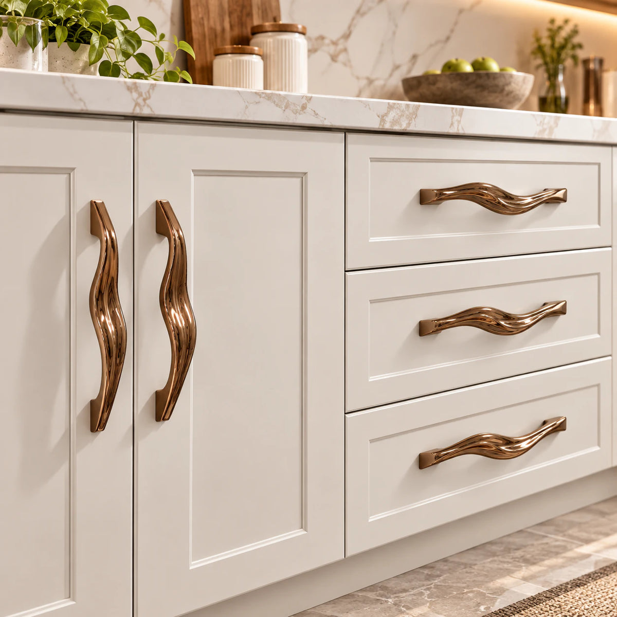 Cabinet Handle CH-FEMIN PVD Rose Gold | Designer Curved Furniture Handle