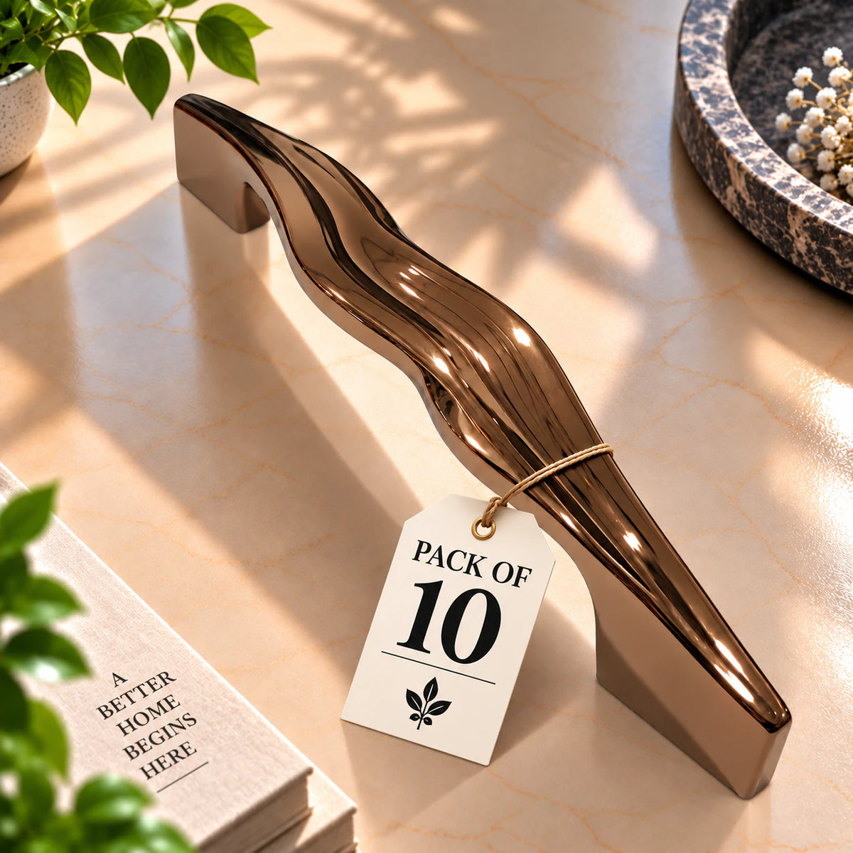 Cabinet Handle CH-FEMIN PVD Rose Gold | Designer Curved Furniture Handle
