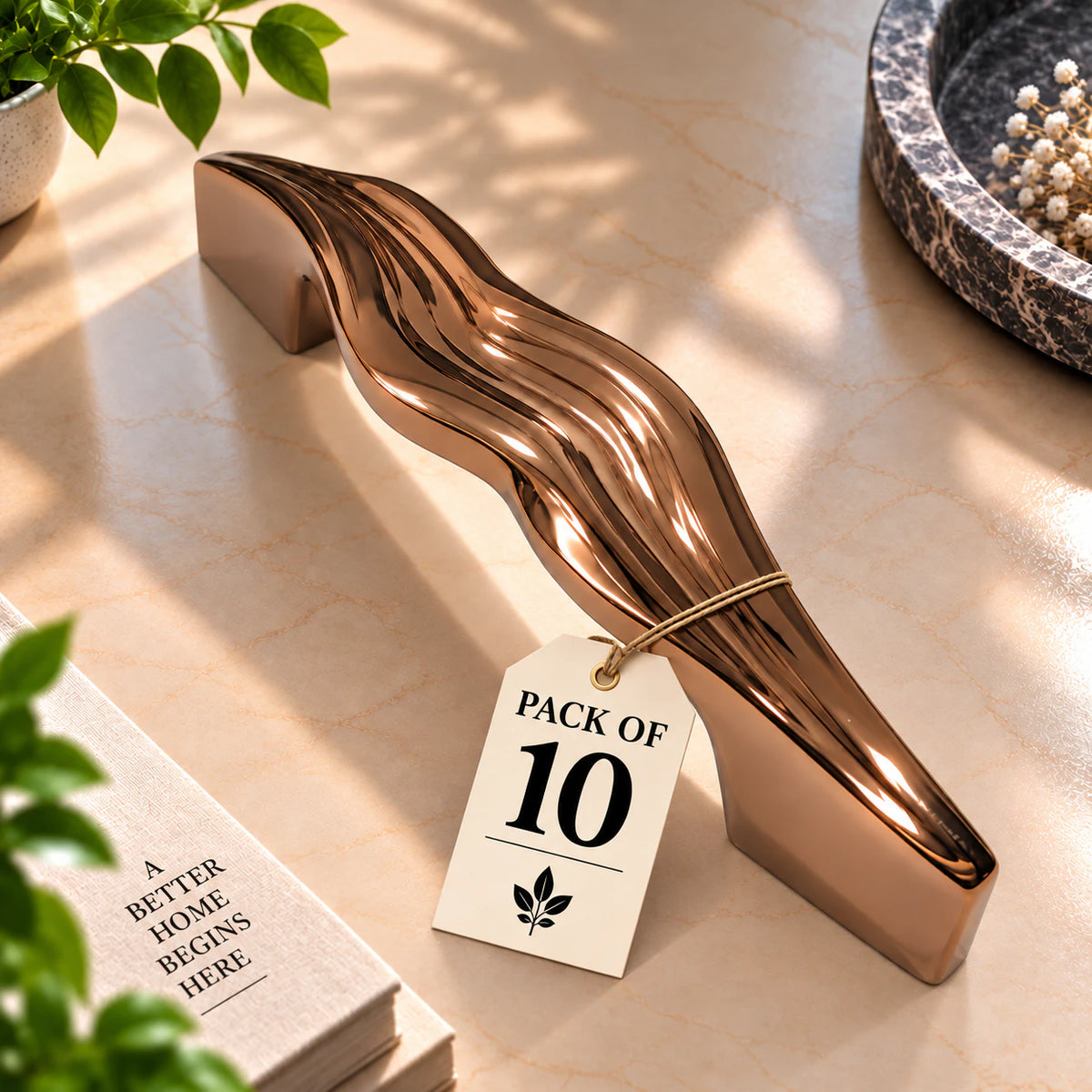 Cabinet Handle CH-FEMIN PVD Rose Gold | Designer Curved Furniture Handle