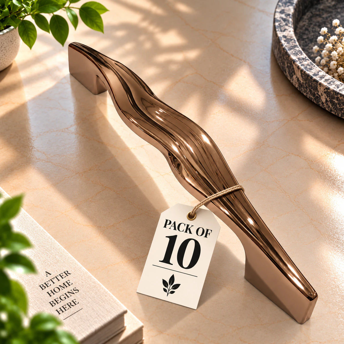 Cabinet Handle CH-FEMIN PVD Rose Gold | Designer Curved Furniture Handle