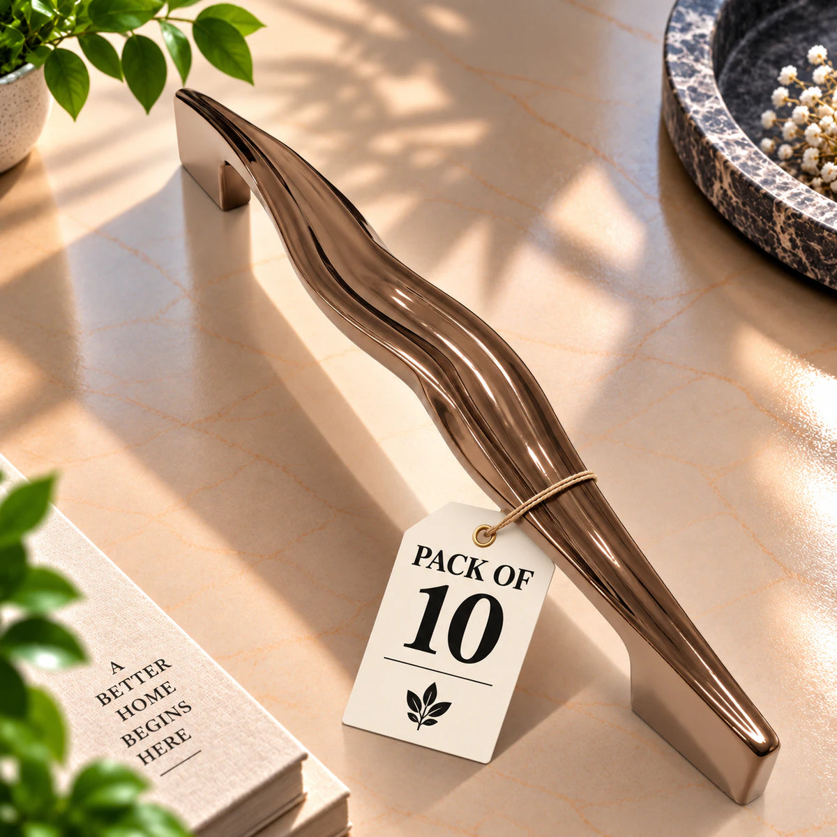 Cabinet Handle CH-FEMIN PVD Rose Gold | Designer Curved Furniture Handle