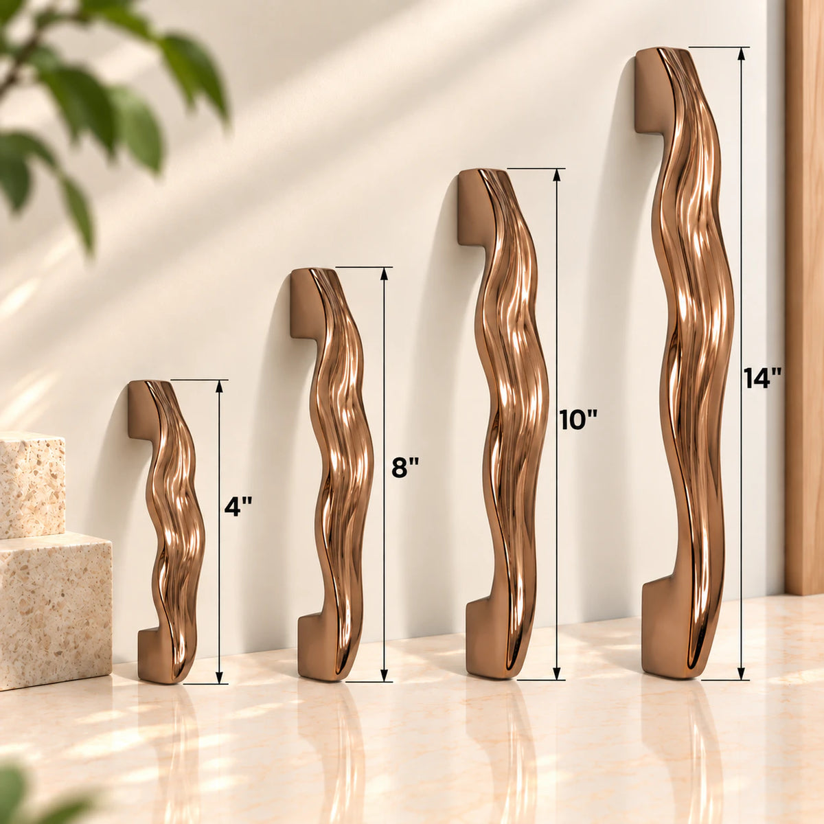 Cabinet Handle CH-FEMIN PVD Rose Gold | Designer Curved Furniture Handle