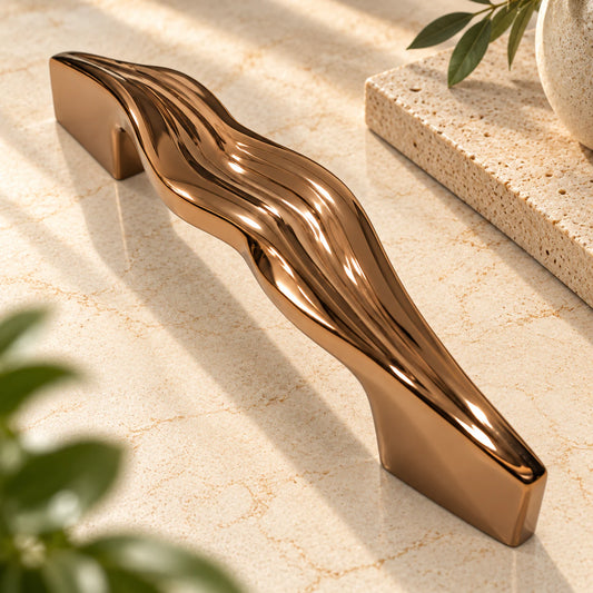 Cabinet Handle CH-FEMIN PVD Rose Gold | Designer Curved Furniture Handle