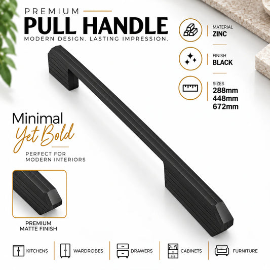 Cabinet Handle CH-OLA Black & Brown Finish | Modern Long Profile Handle