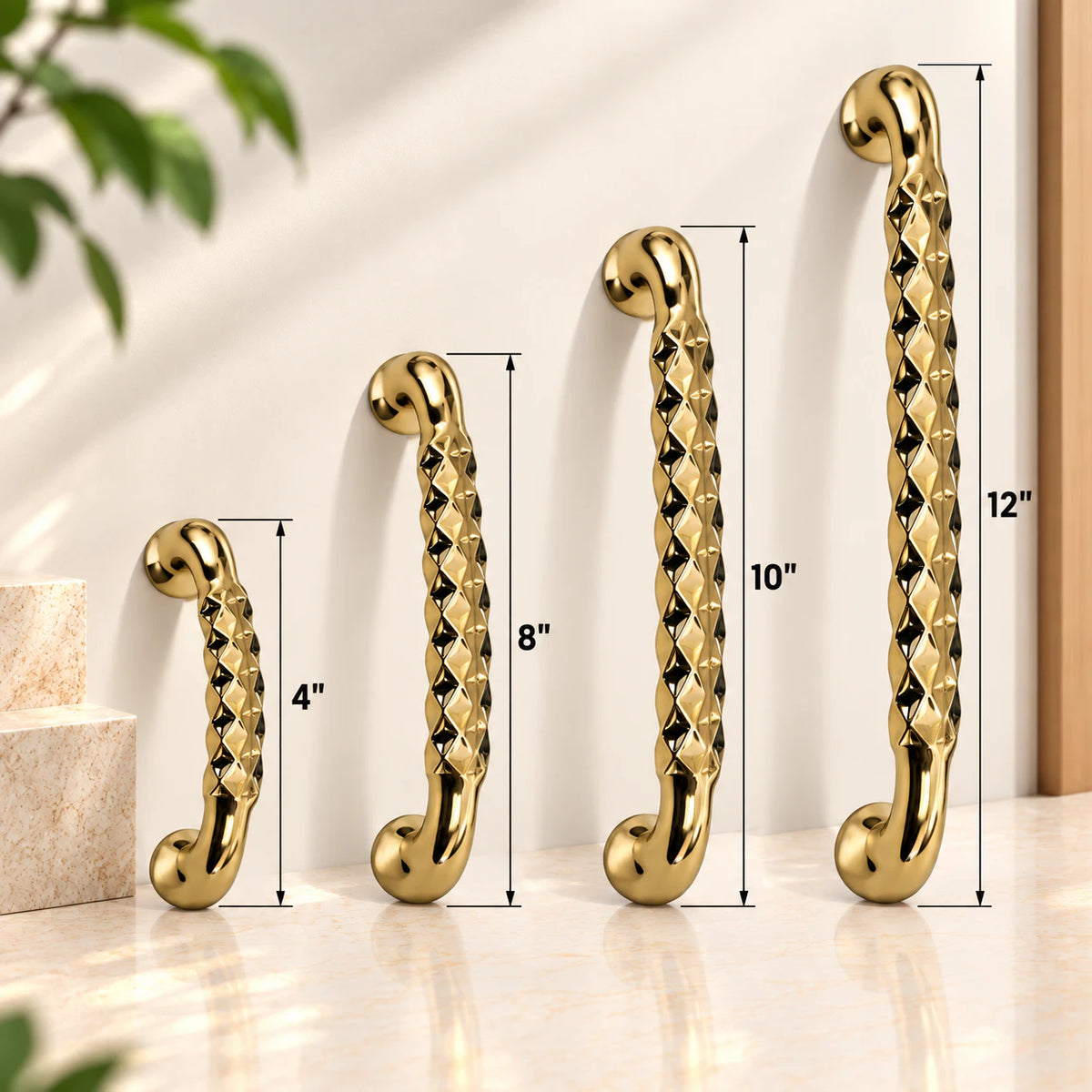 Cabinet Handle CH-Punto PVD Gold | Designer Textured Furniture Handle