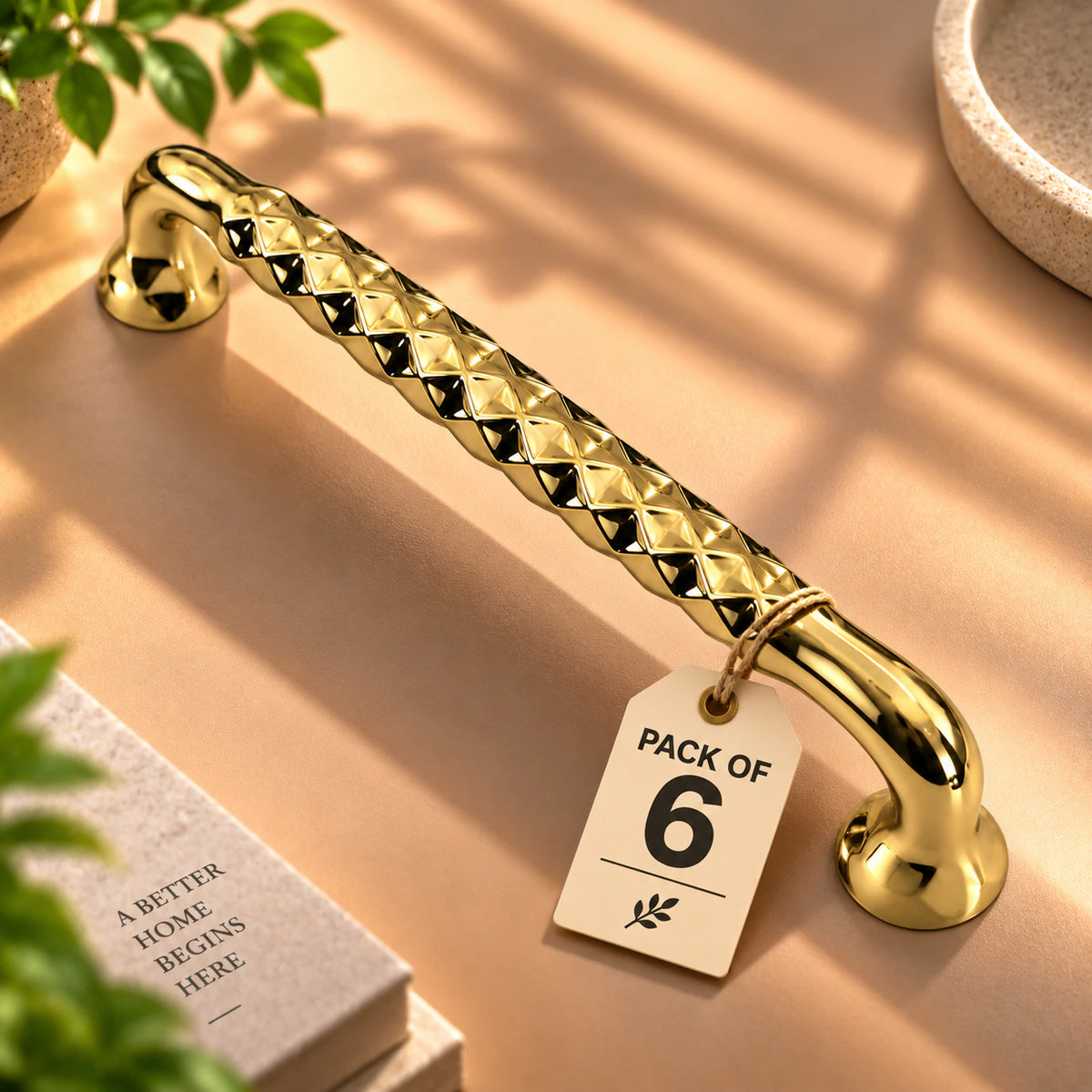 Cabinet Handle CH-Punto PVD Gold | Designer Textured Furniture Handle