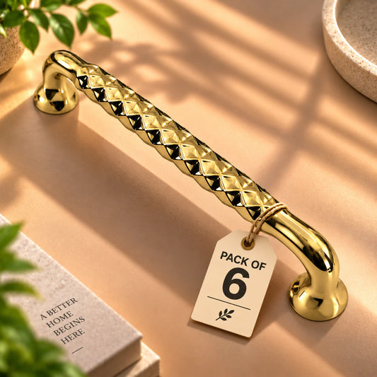 Cabinet Handle CH-Punto PVD Gold | Designer Textured Furniture Handle