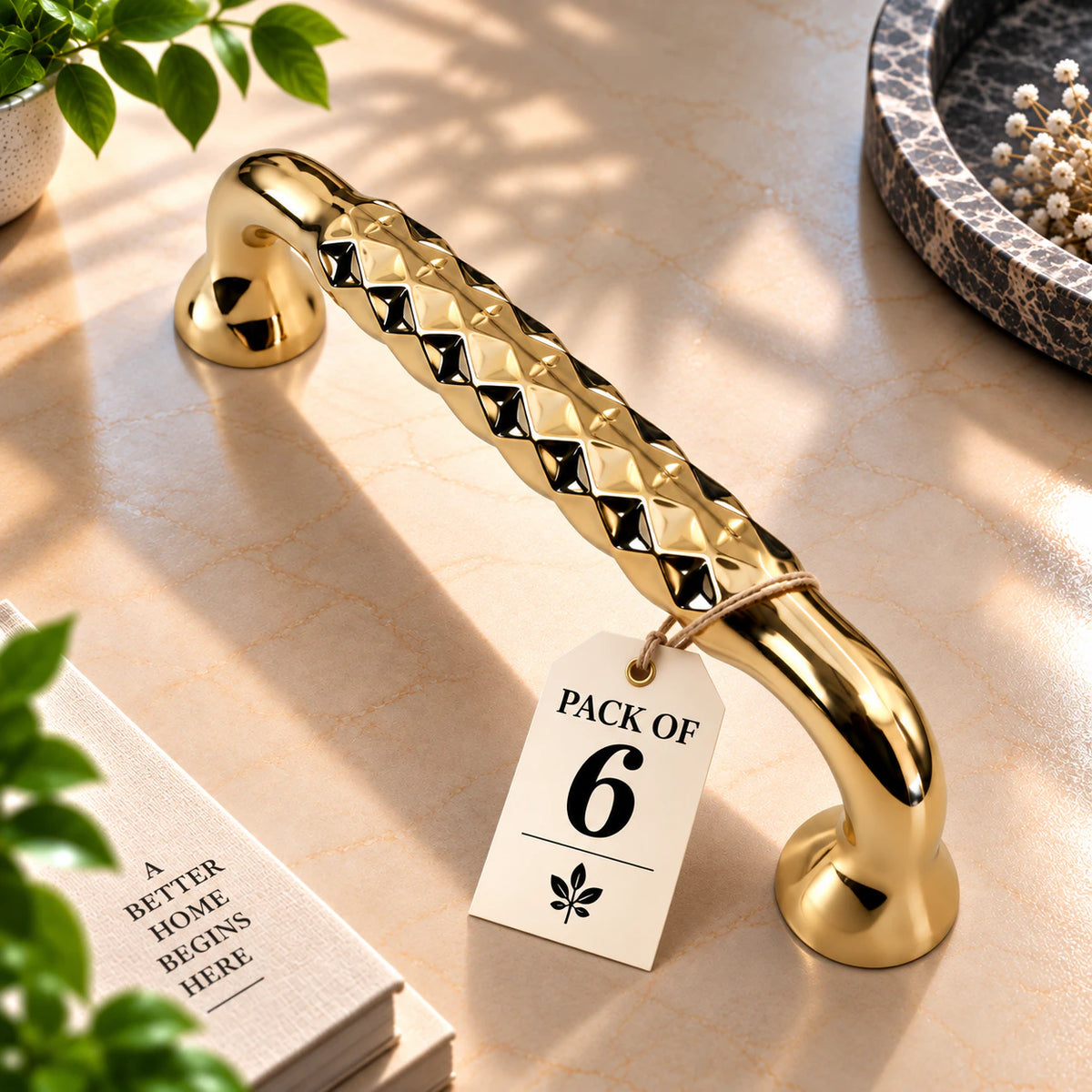 Cabinet Handle CH-Punto PVD Gold | Designer Textured Furniture Handle