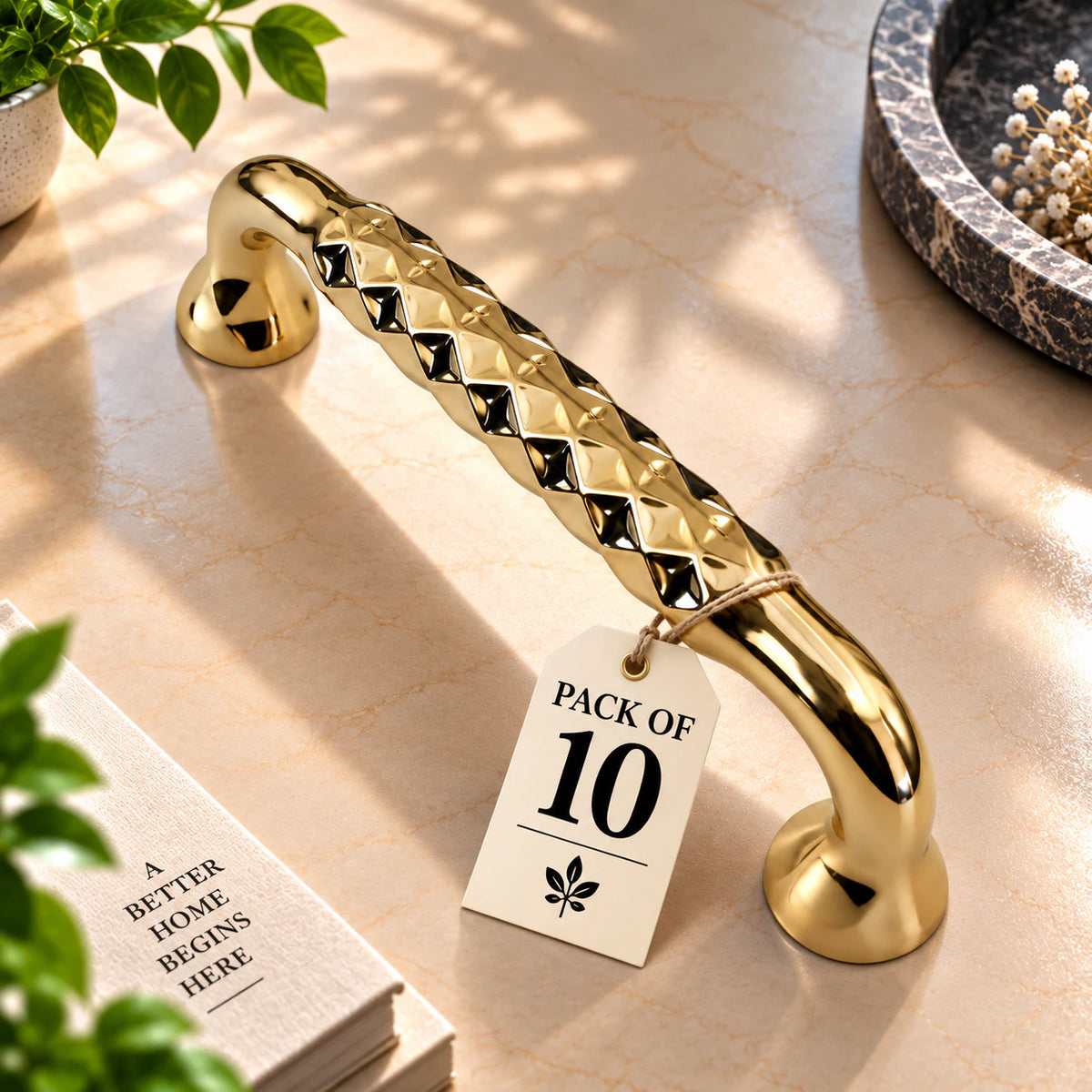 Cabinet Handle CH-Punto PVD Gold | Designer Textured Furniture Handle
