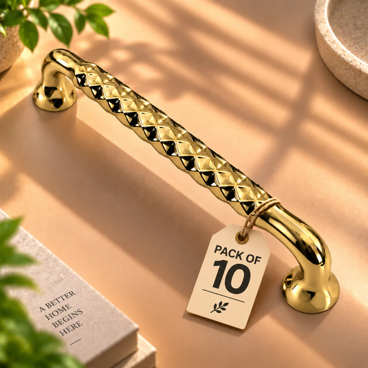 Cabinet Handle CH-Punto PVD Gold | Designer Textured Furniture Handle