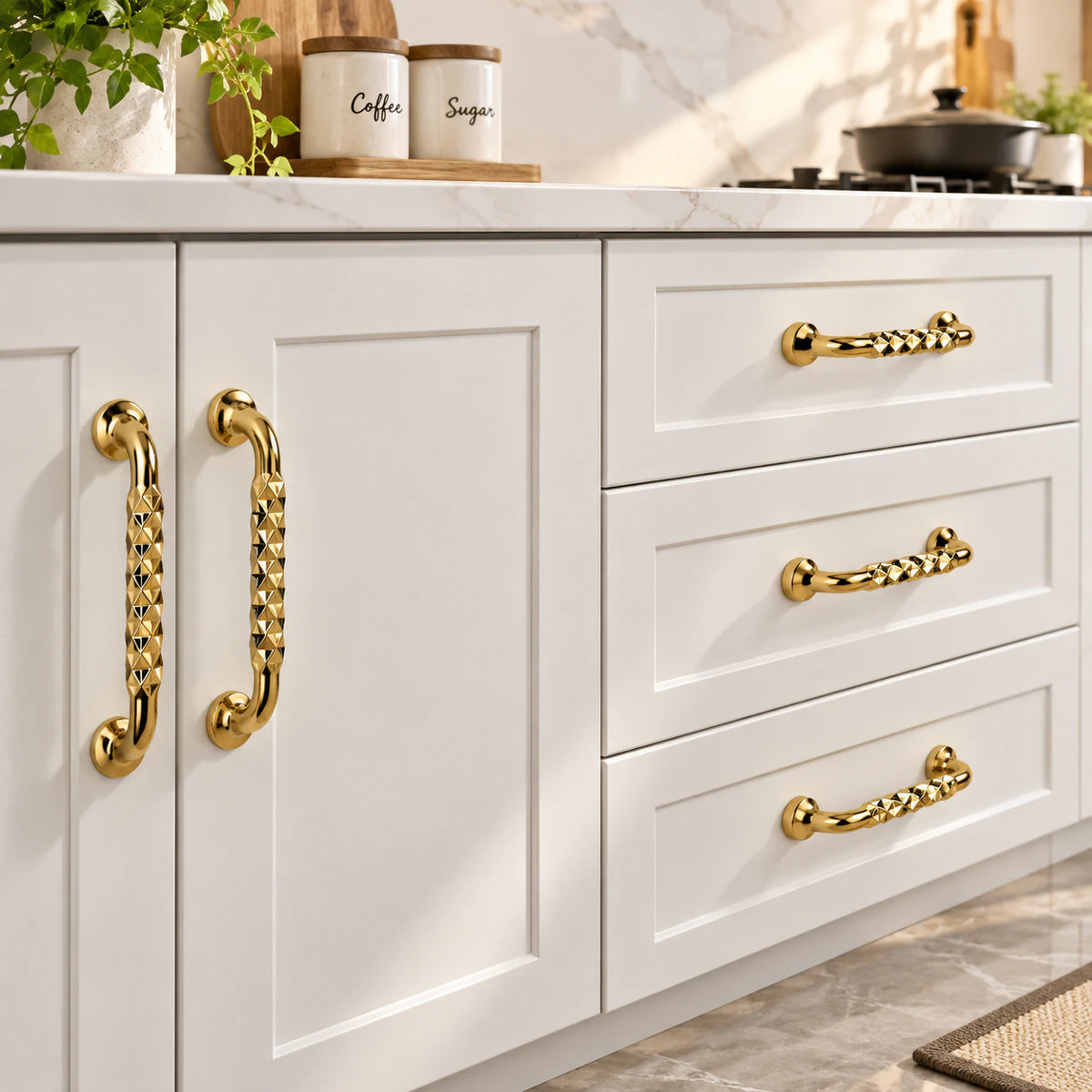 Cabinet Handle CH-Punto PVD Gold | Designer Textured Furniture Handle