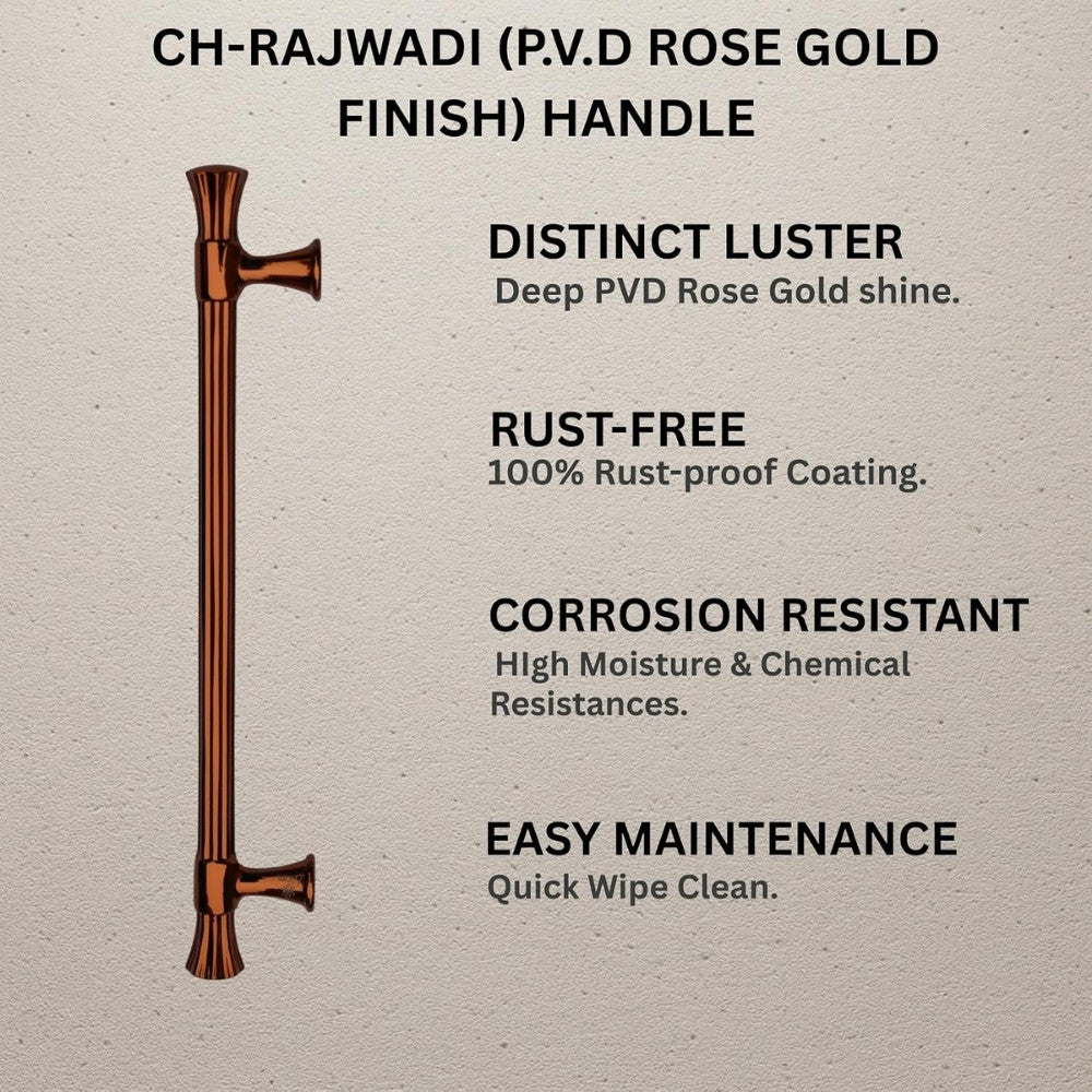 Cabinet Handle CH-Rajwadi | PVD Rose Gold, Gold & Black Designer Handle
