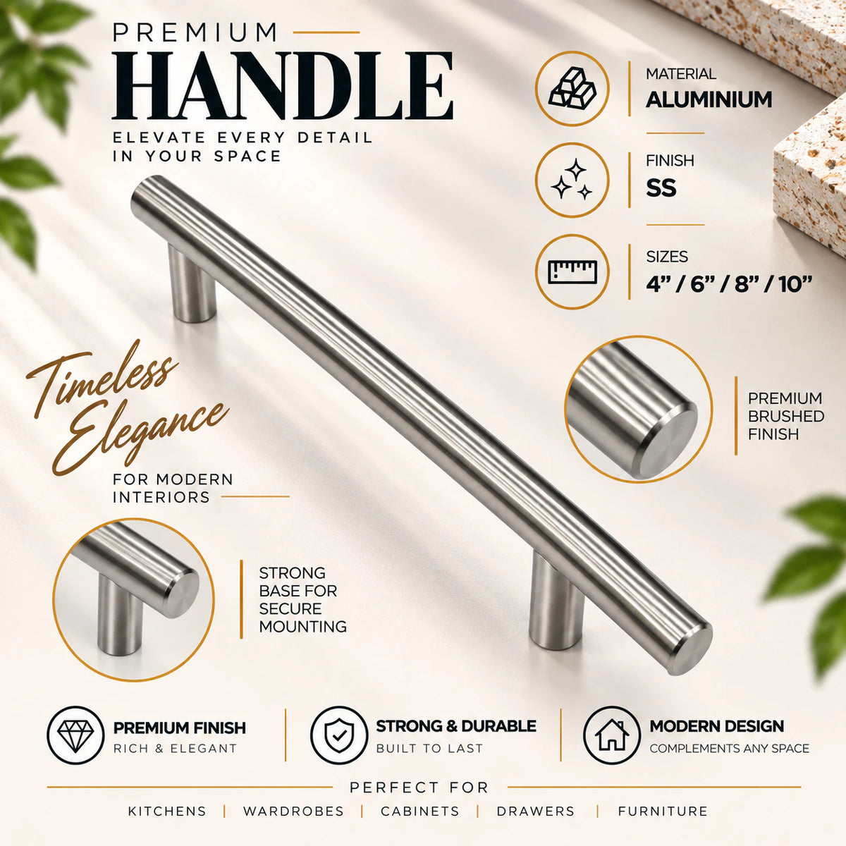 Cabinet Handle CH-SL01 Steel SS Finish