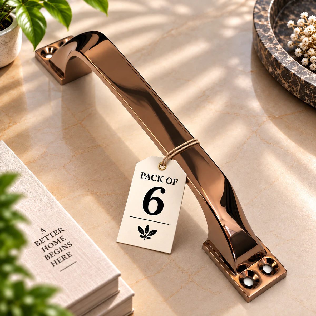 Cabinet Handle CH-TWIST PVD Rose Gold | Designer Furniture Pull Handle 4" 6" 8"