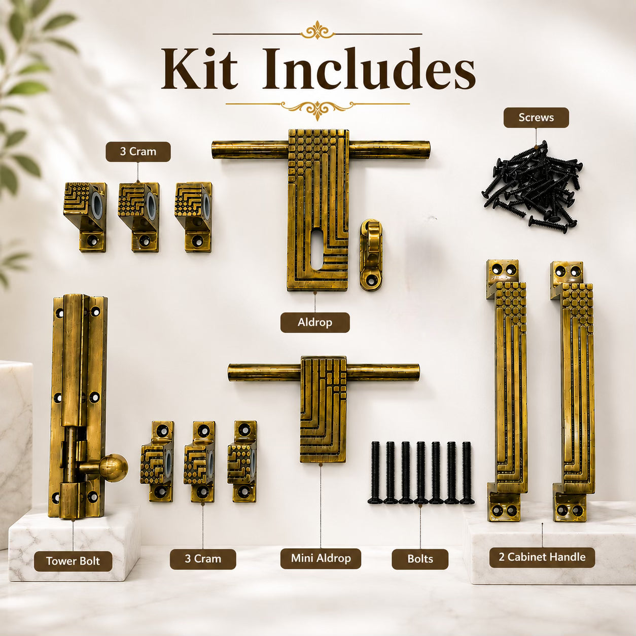 Aluminium Door Kit, Brass Antique Finish (DK-DotLine)