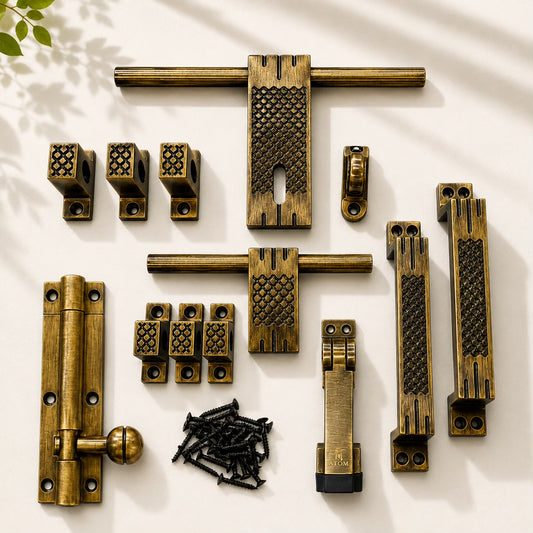 Aluminium Door Kit, Brass Antique Finish (DK-Dot)