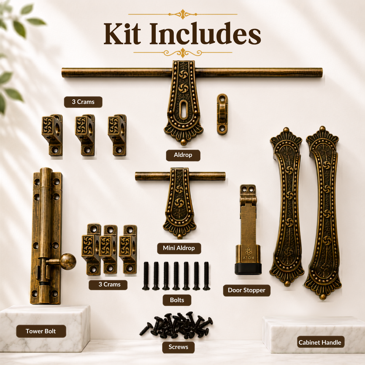 Aluminium Door Kit, Brass Antique Finish (DK-Kohinoor)
