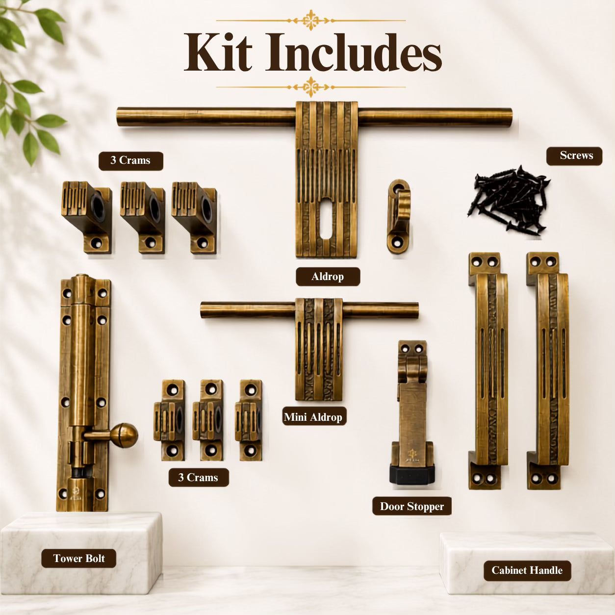 Aluminium Door Kit, Brass Antique Finish (DK-Line)