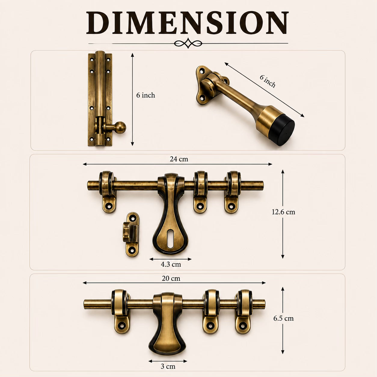 Aluminium Door Kit, Brass Antique Finish (DK-maharaja)
