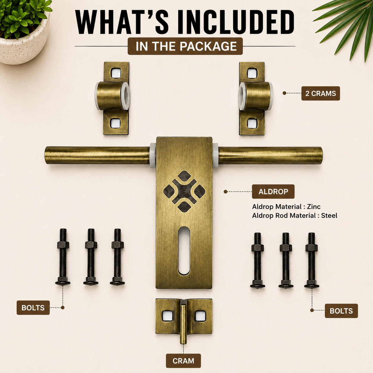 Elops Brass Antique Aldrop | Designer Door Aldrop 10"