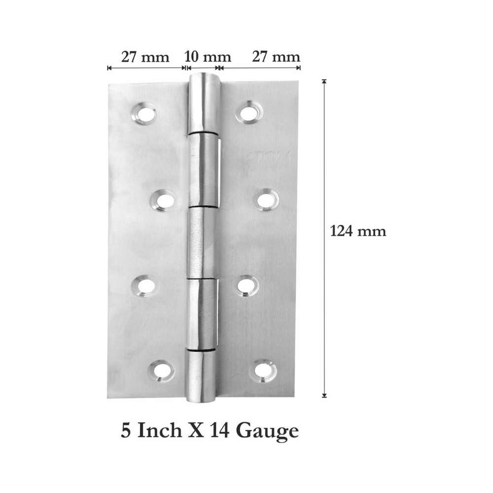 Atom Satinless Steel Hings For Door | Finish Silver Satin | For Door, Main Door, Home Door, Kitchen Door, Window, Living Room, Office Door, Bedroom- HING