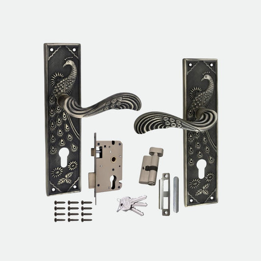Heavy Duty Mortise Door Lock with One Sided Key for Bedroom, Brass Antique Finish (3 Keys) (MAYURCYOSK70)