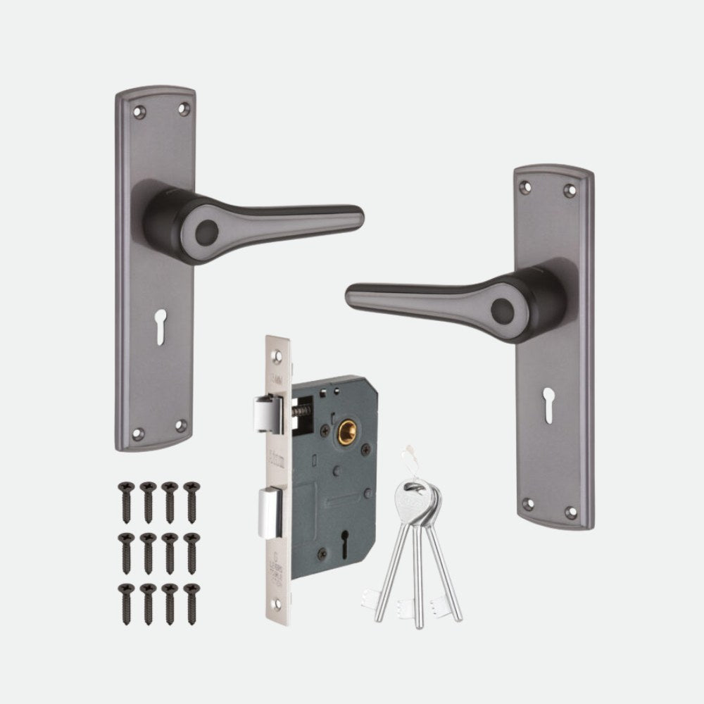 Heavy Duty Zinc Mortise Door Lock, Black Gray Finish (8 inch) (O66)