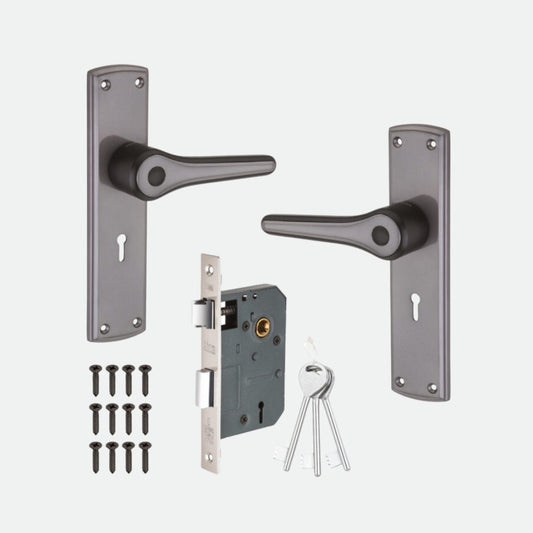 Heavy Duty Zinc Mortise Door Lock, Black Gray Finish (8 inch) (O66)