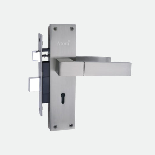 Iron Mortise Door Handle Set with Lock Body, Finish Black Silver & CPSS, (3 Keys) (6 Lever Double Stage Lockset) (8 Inch) (WIH-51-KY)