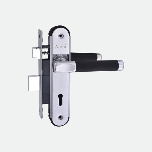 Iron Mortise Door Handle Set with Lock Body, Finish CP ROSE, CP TEEK & CP BLACK, 6 Lever Double Stage Lockset for Door (3 Keys ) (7 Inch) (M.Z.1.-KY)