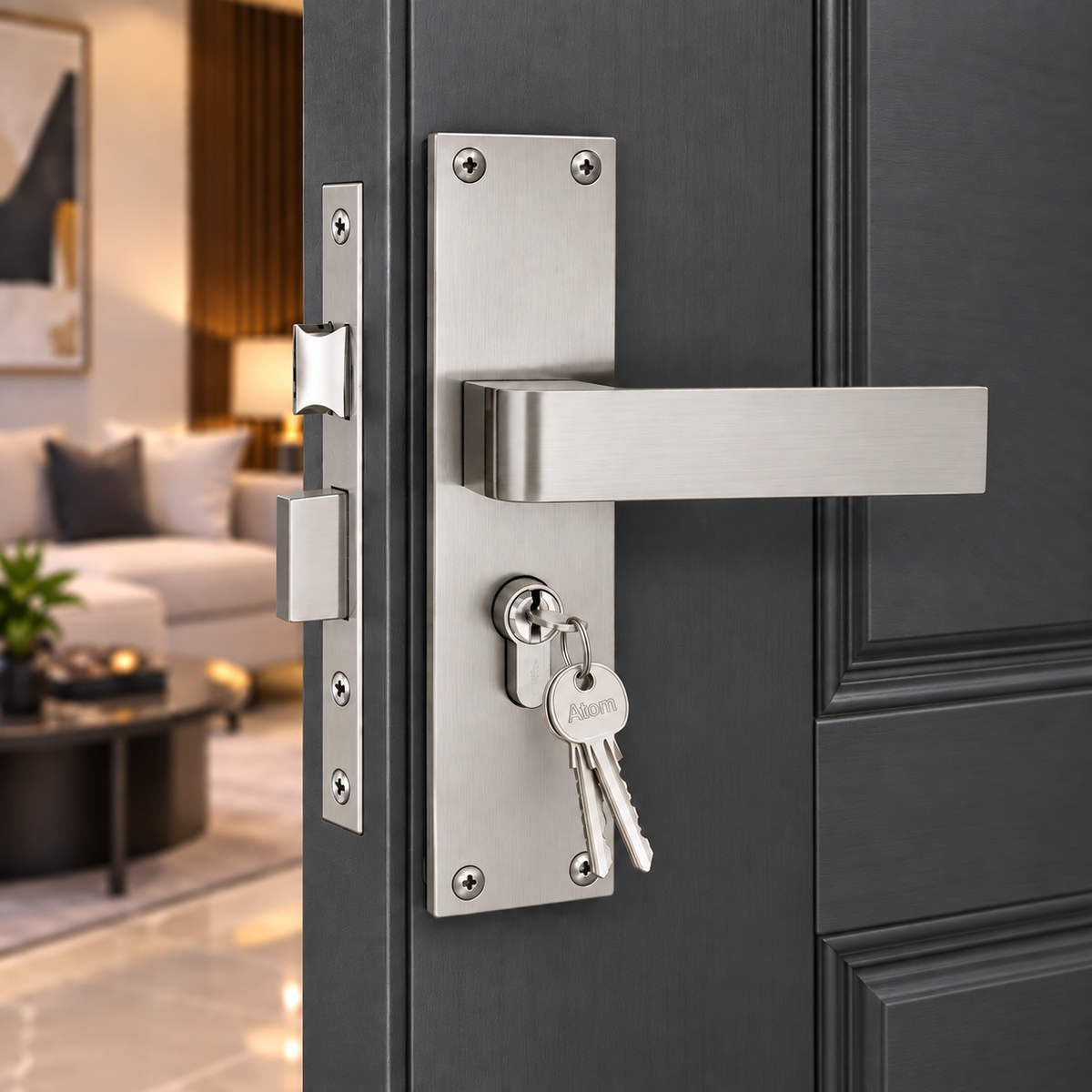 Heavy Duty Zinc Mortise Door Lock, Silver Satin Finish (O-33)