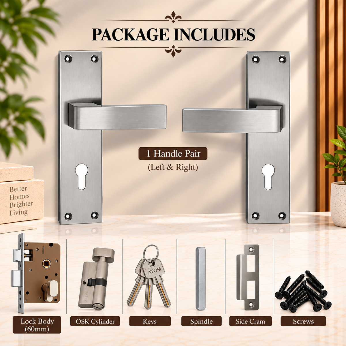 Heavy Duty Zinc Mortise Door Lock, Silver Satin Finish (O-33)