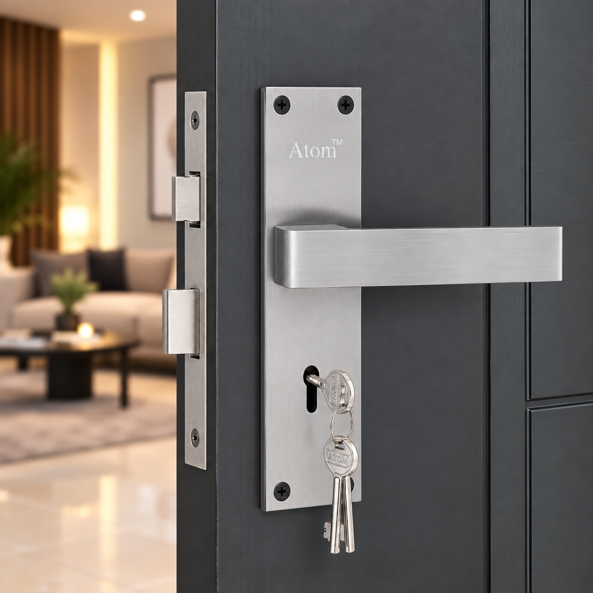 Heavy Duty Zinc Mortise Door Lock, Silver Satin Finish (O-33)