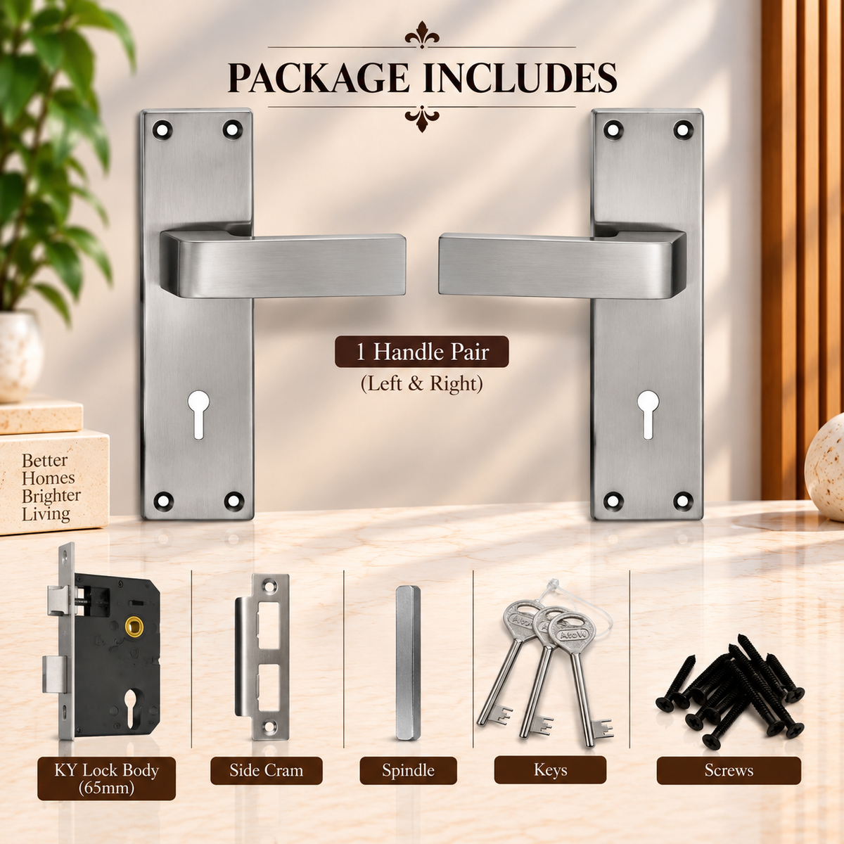 Heavy Duty Zinc Mortise Door Lock, Silver Satin Finish (O-33)