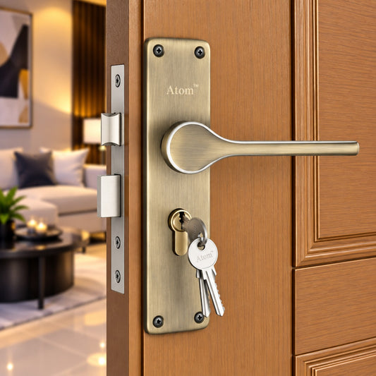 Heavy Duty Zinc Mortise Door Lock, Finish CP Satin, Brass Antique (8 inch) (O-50)
