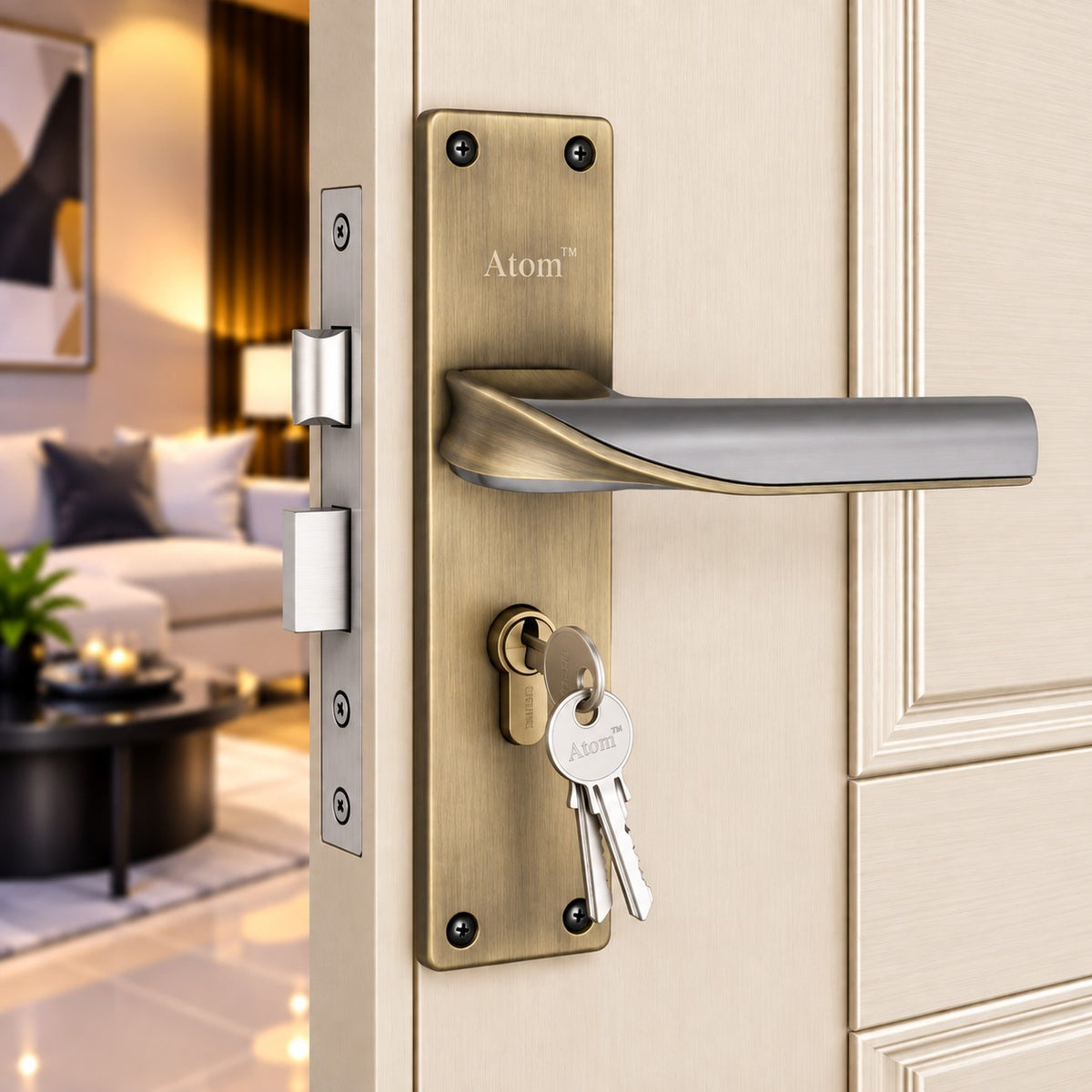 Heavy Duty Zinc Mortise Door Lock, Finish Brass Antique (8 inch) (O-56)