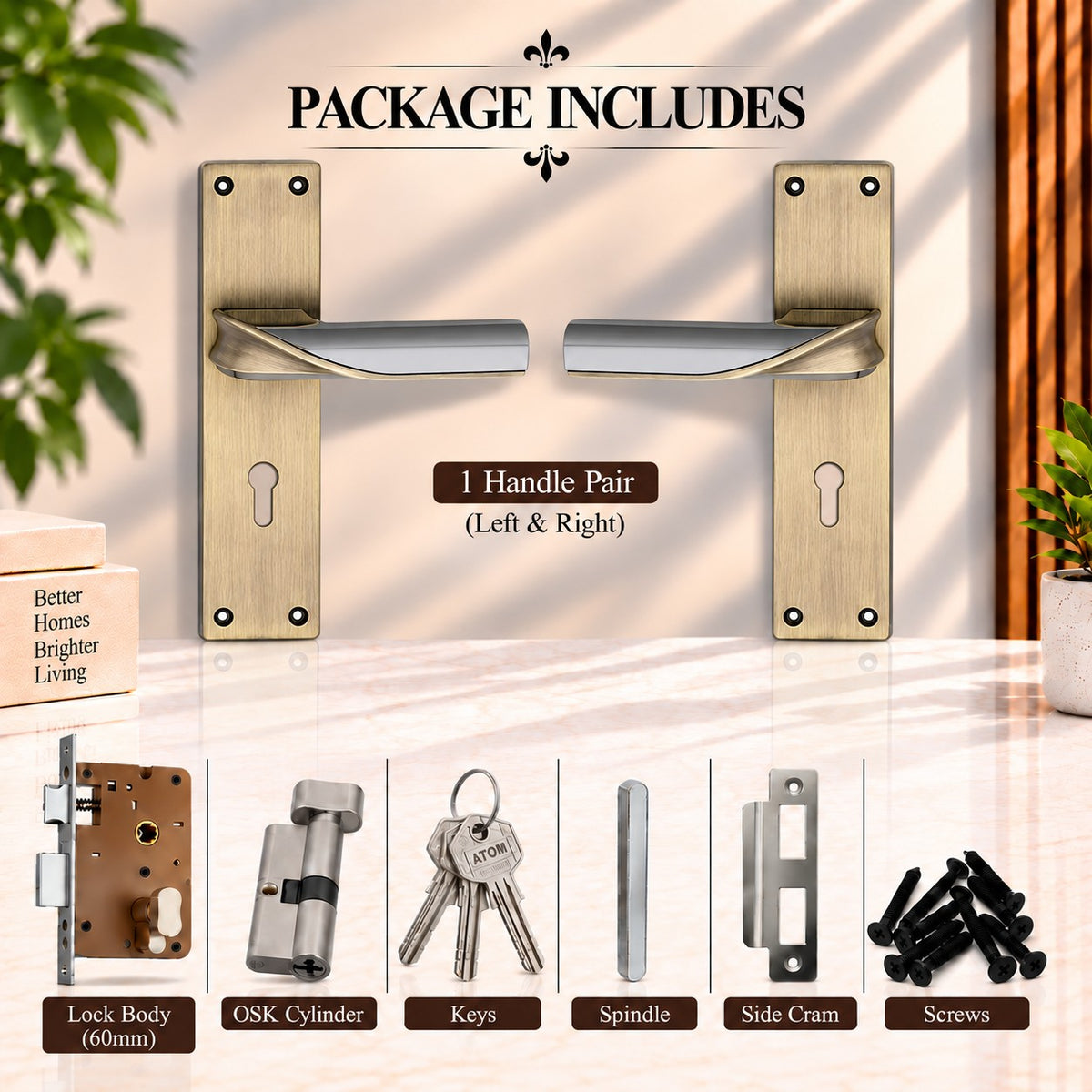 Heavy Duty Zinc Mortise Door Lock, Finish Brass Antique (8 inch) (O-56)
