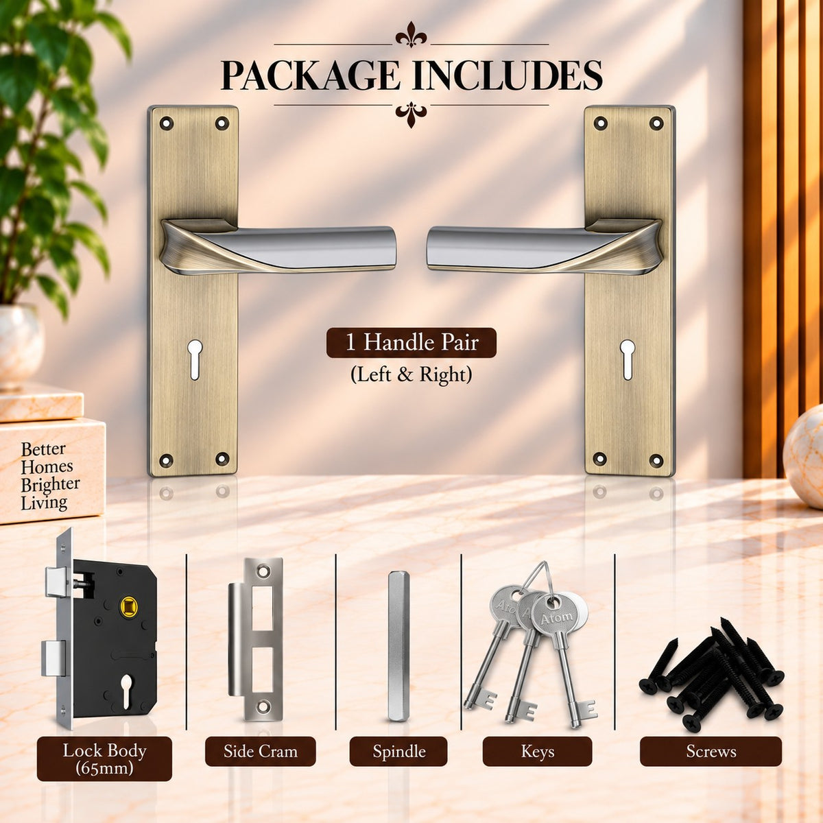 Heavy Duty Zinc Mortise Door Lock, Finish Brass Antique (8 inch) (O-56)