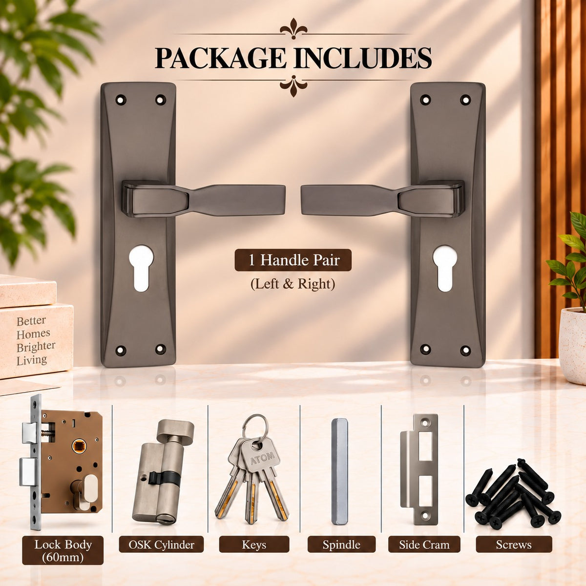 Heavy Duty Zinc Mortise Door Lock, Finish Black (8.5 inch) (O-57)