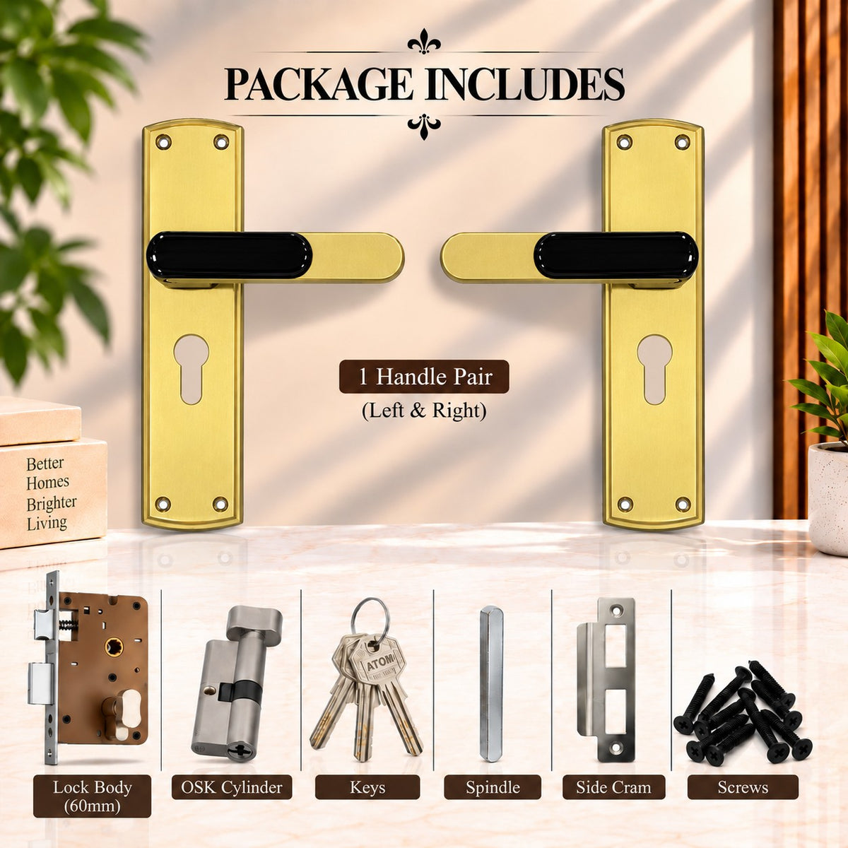Heavy Duty Zinc Mortise Door Lock , Finish Satin Black (8 inch) (O-59)