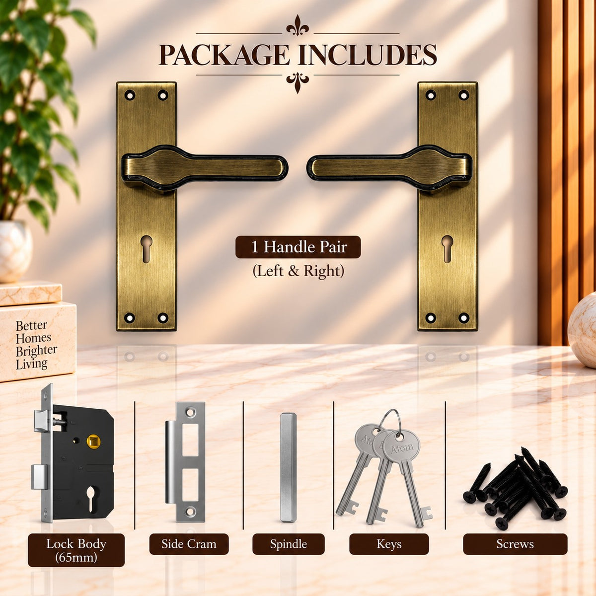 Heavy Duty Zinc Mortise Door Lock, Brass Antique Finish (8 inch) (O67)