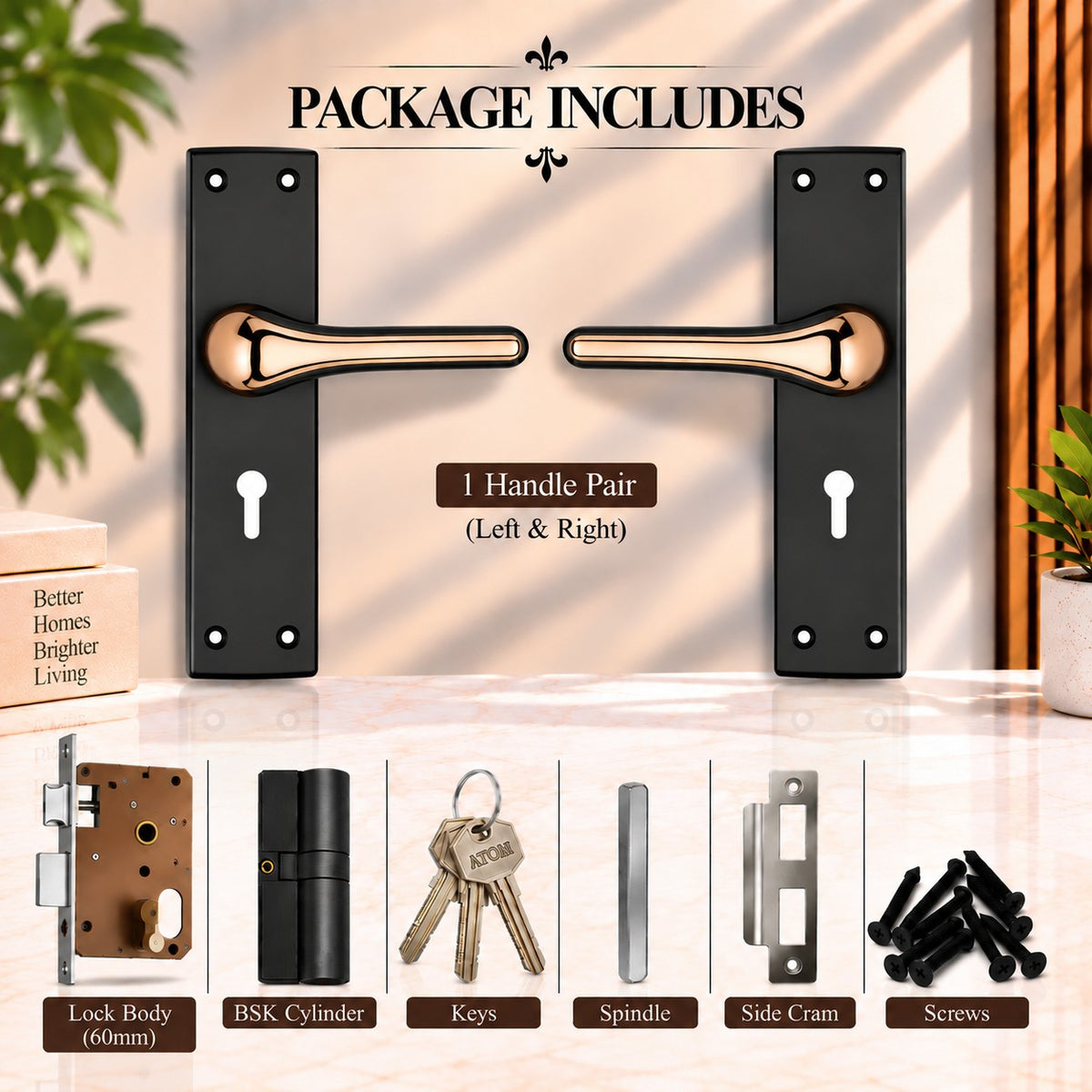Heavy Duty Zinc Mortise Door Lock, Coca Black Finish, (8 inch) (O68)