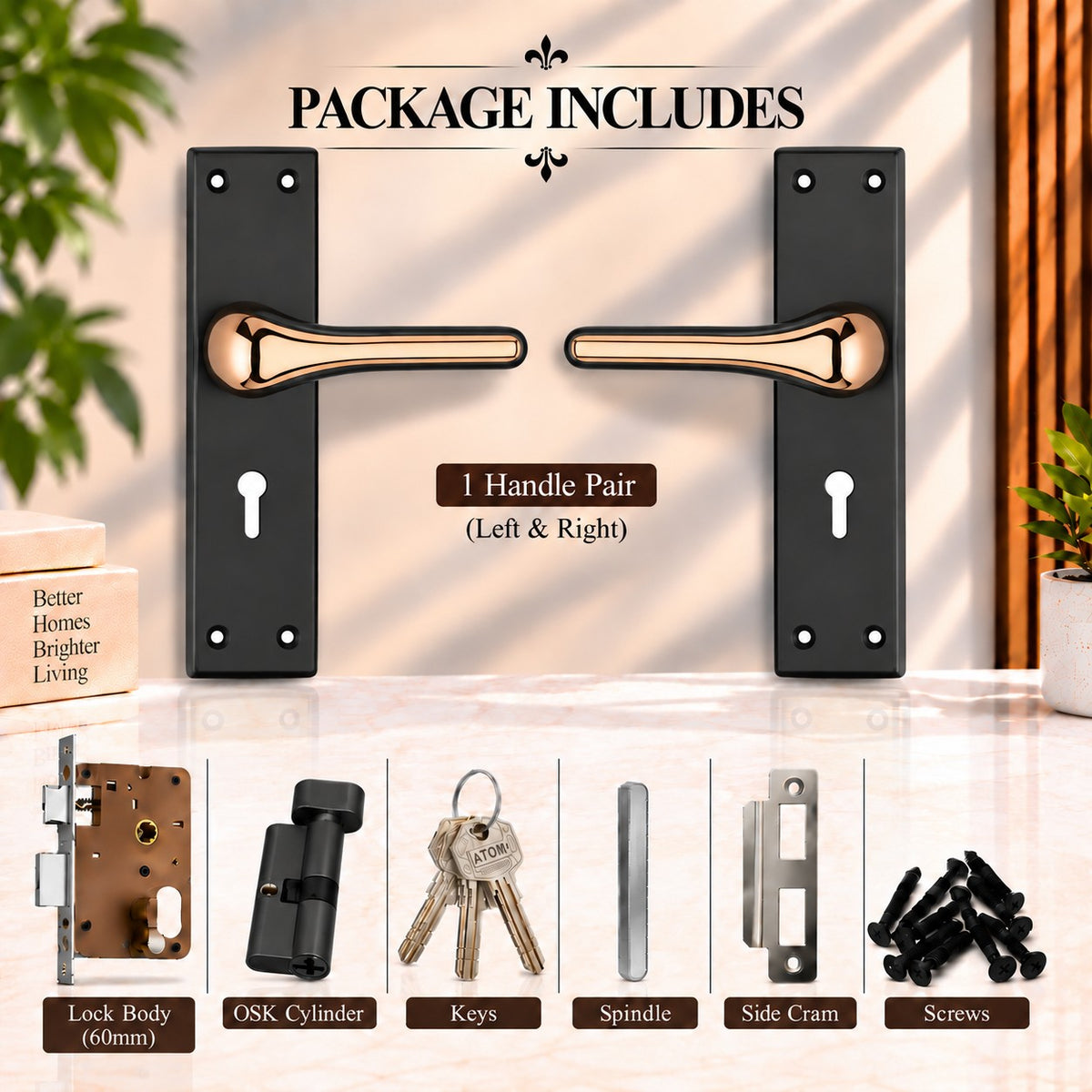 Heavy Duty Zinc Mortise Door Lock, Coca Black Finish, (8 inch) (O68)