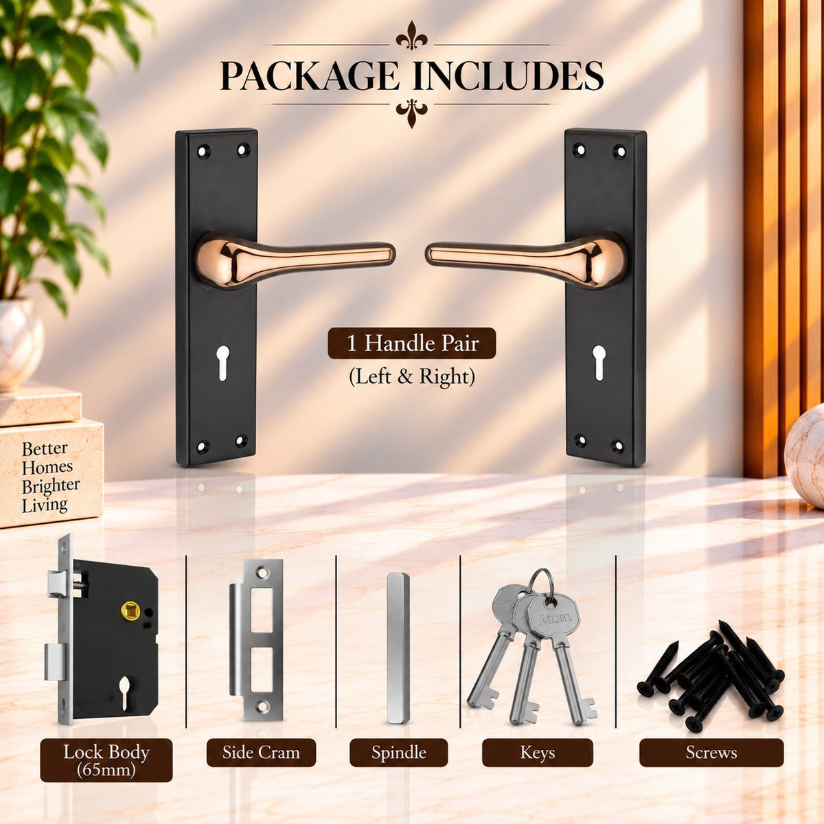 Heavy Duty Zinc Mortise Door Lock, Coca Black Finish, (8 inch) (O68)