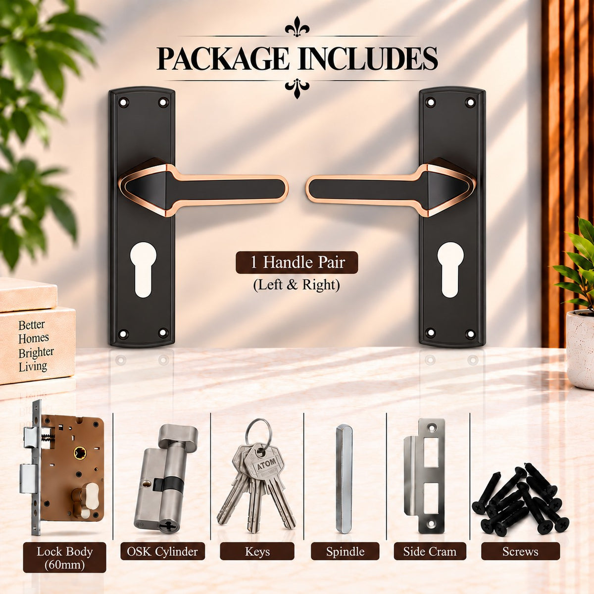 Heavy Duty Zinc Mortise Door Lock, Coca Black Finish (8 inch) (O70)