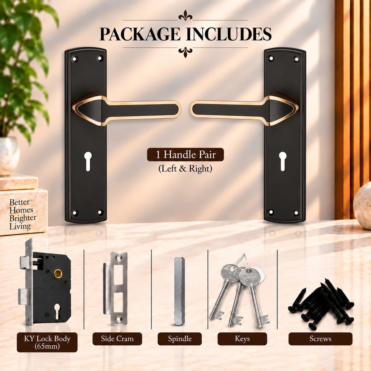 Heavy Duty Zinc Mortise Door Lock, Coca Black Finish (8 inch) (O70)