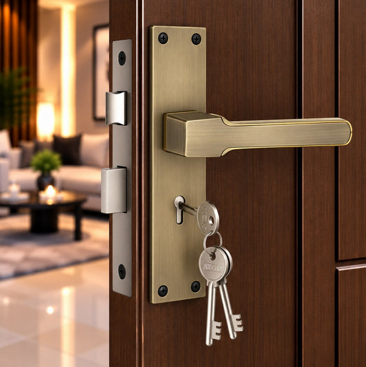 Gold Antique Handle with Lock Plate KY 65mm (O-80)