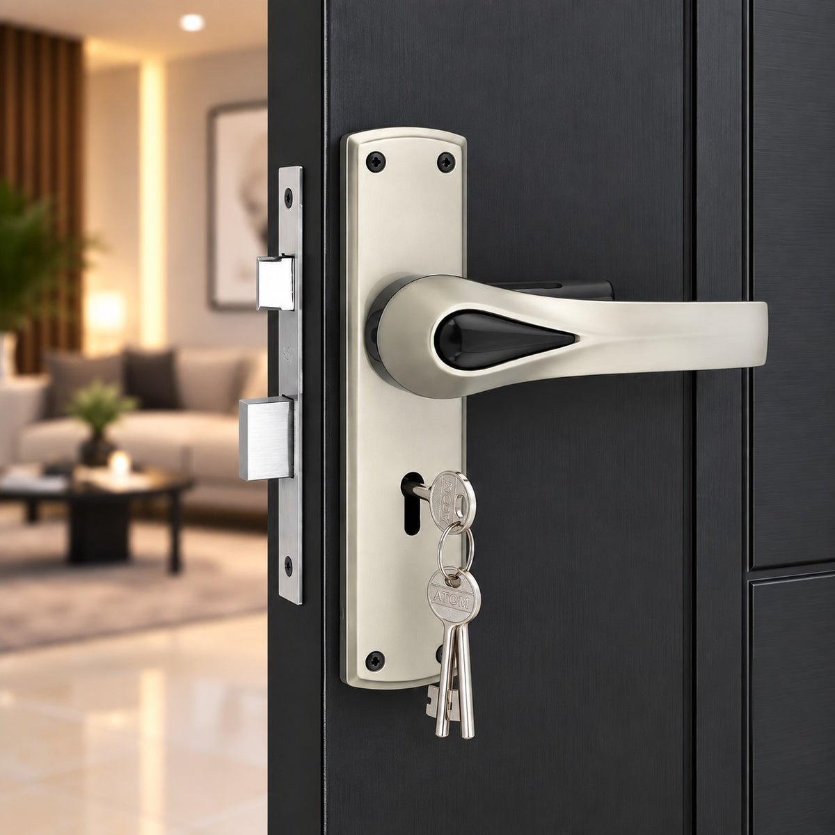 Heavy Duty Zinc Mortise Door Lock, Satin Black Finish (8.5 inch) (O-38)