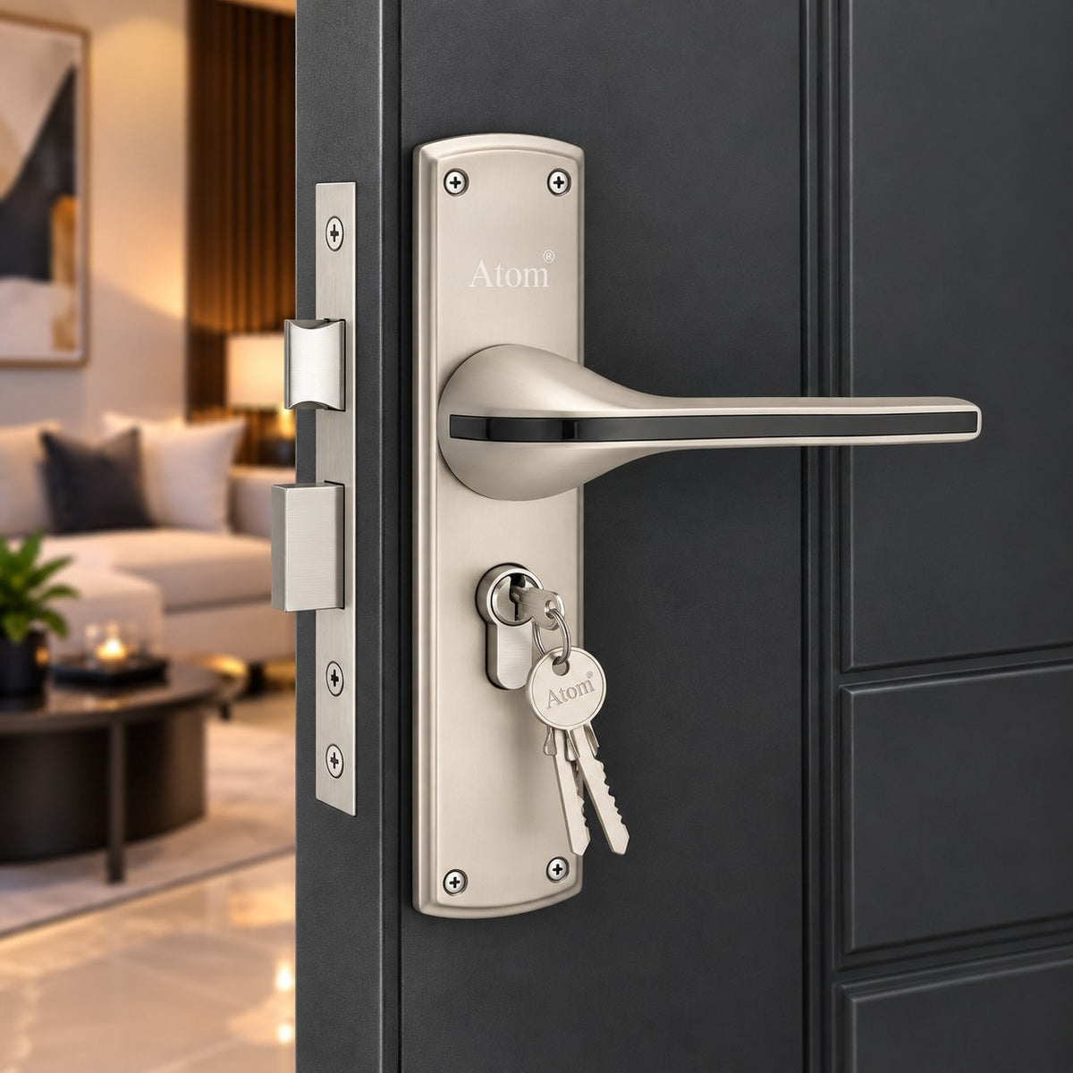 Heavy Duty Zinc Mortise Door Lock, Satin Black Finish (8.5 inch) (O-39)
