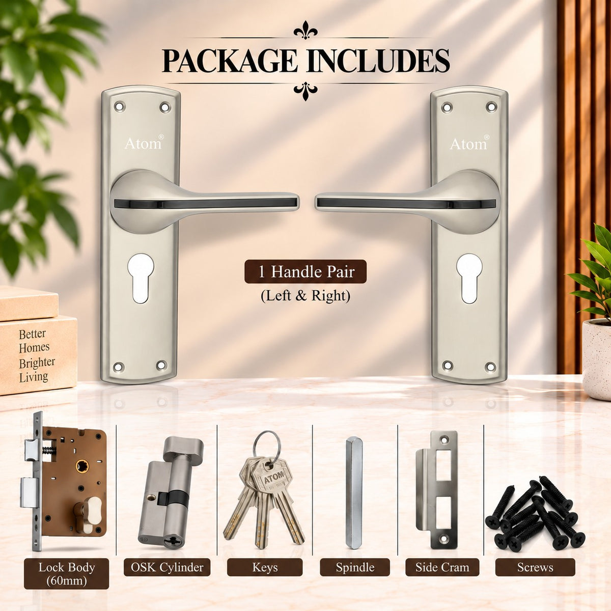 Heavy Duty Zinc Mortise Door Lock, Satin Black Finish (8.5 inch) (O-39)